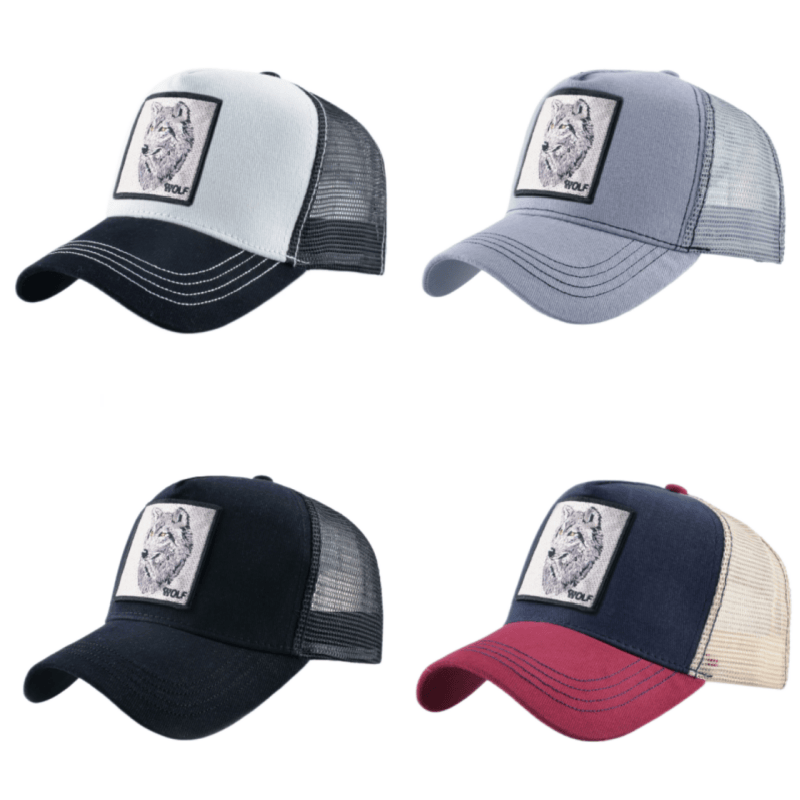 Trucker Cap Mesh - Topi Bisbol Jaring Bordir Wolf Patch,