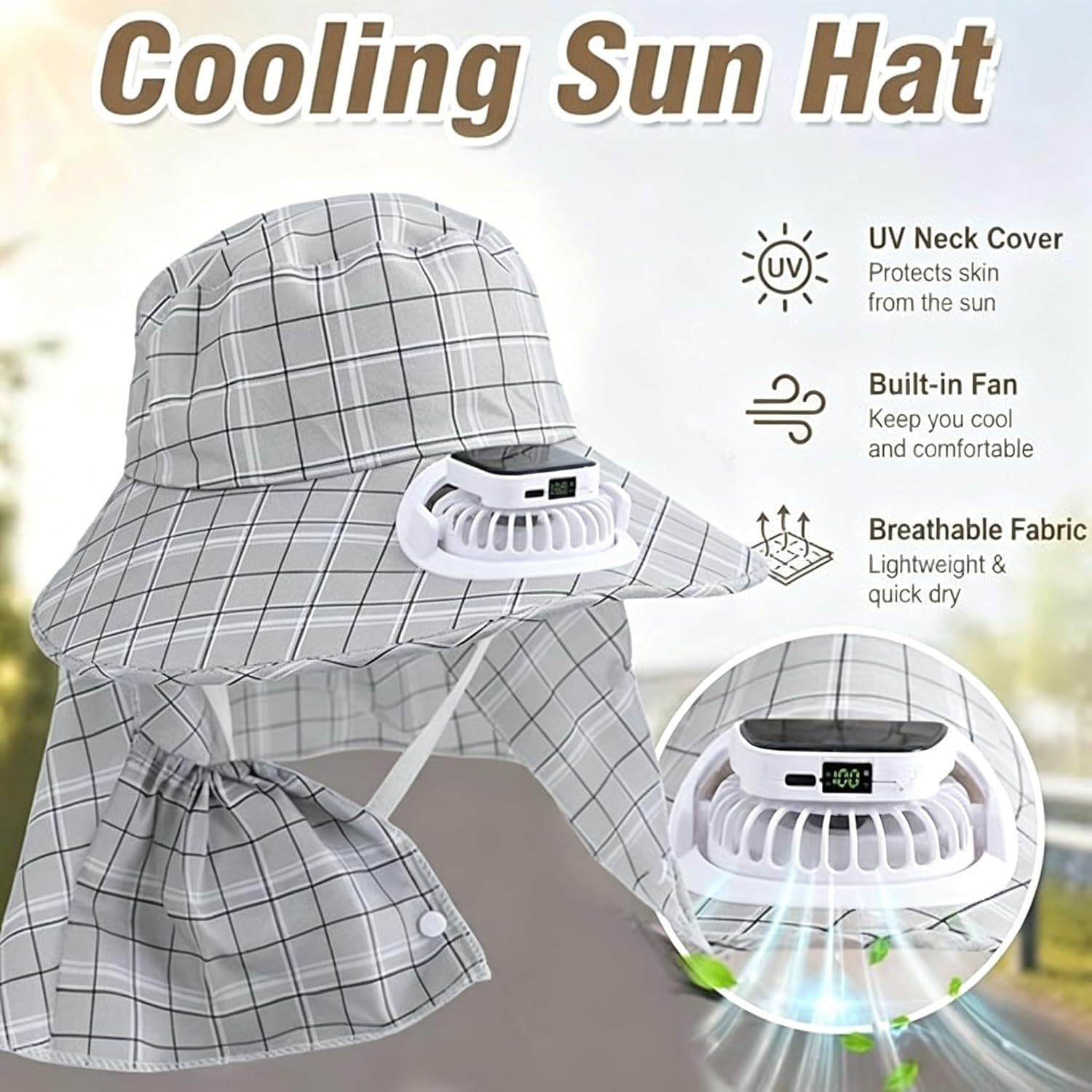1PC Topi Kipas Pelindung Leher - Visor Sun Hat ulasan dan harga