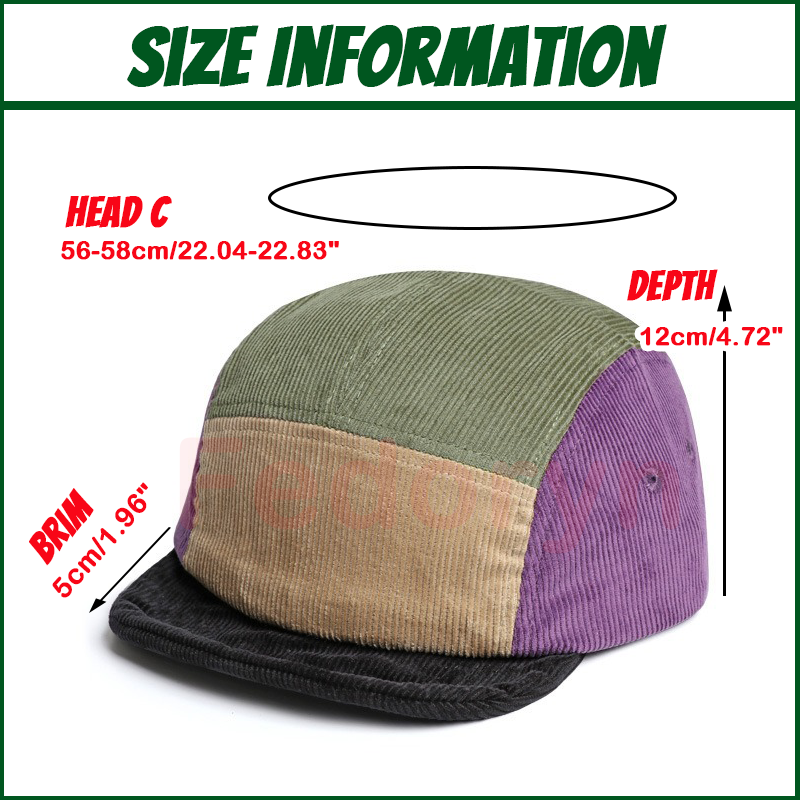 Fedoryn Topi Pinggiran Pendek  - Corduroy Cap 5 Panel ulasan dan harga